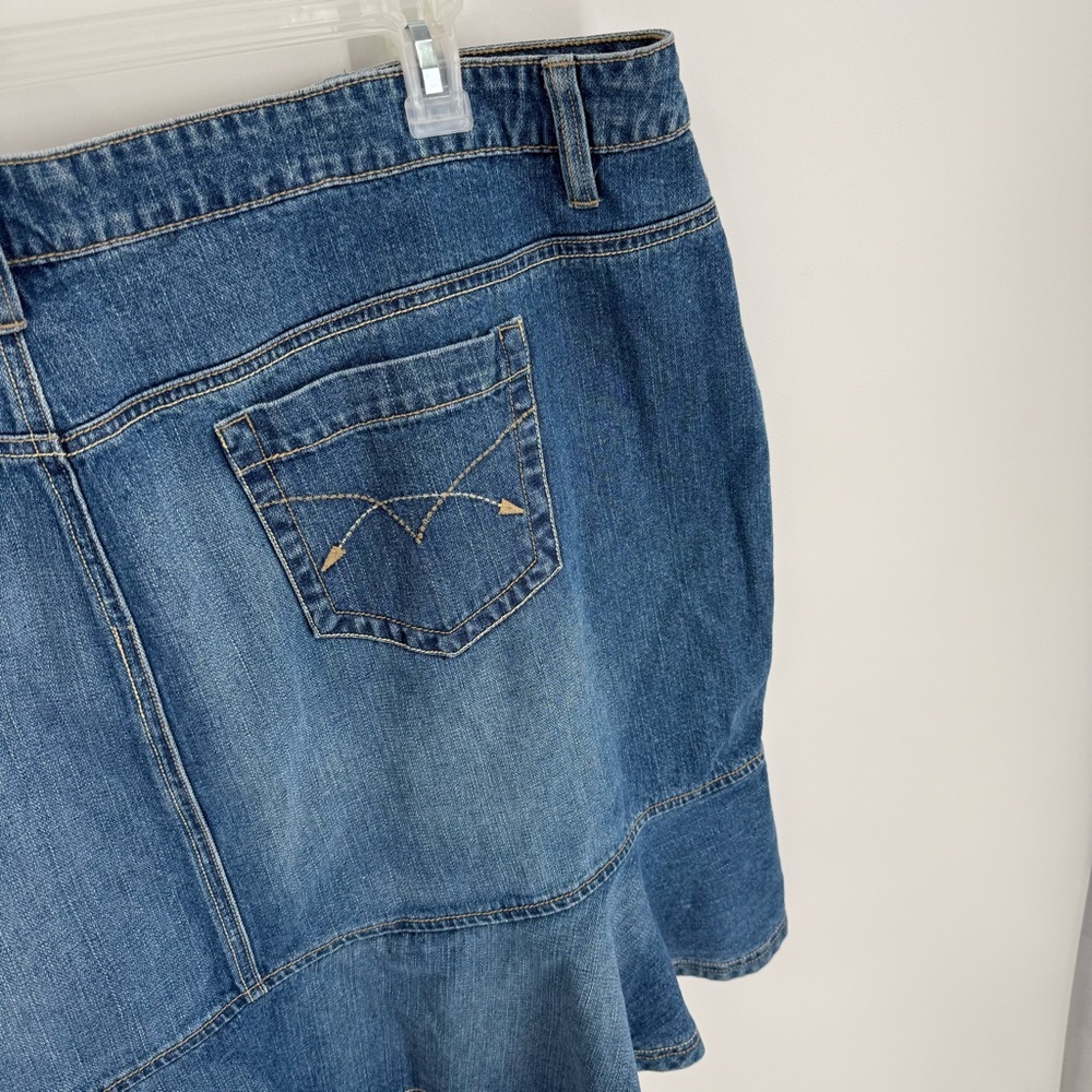 Avenue Blues NWT Tiered Denim Skirt Women's Size 22 Cotton Ruffled Hem Retro - Picture 9 of 10
